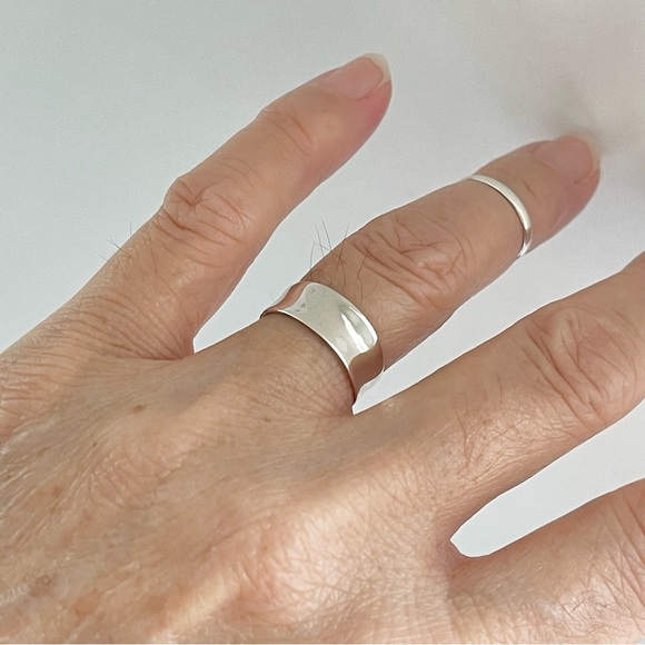 Sterling Silver Unisex Thin Concave Ring, Wedding Bands, Silver Rings, Band - Picture 4 of 12